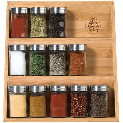 China Morden Wooden Storage Rack Kitchen Storage Seasoning Rack For Seasoning Jars With Swivel Function for sale