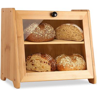 China Adjustable Avirulent insipidity reduce clutter partition safe stable natural bamboo bread storage box for sale