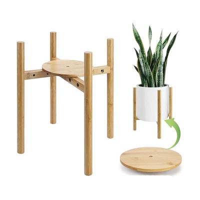 China Modern Stylish Outdoor Plant Stand Rack 2-Tier Indoor Plant Display Stand Indoor Wooden Flower Stand for sale