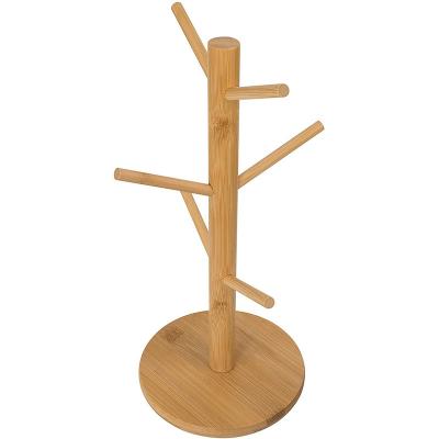 China Home Vintage 2022 Kitchen Wooden Cup Holder Tree Cup Hanger Bamboo Wood Coffee Tea Rack for sale