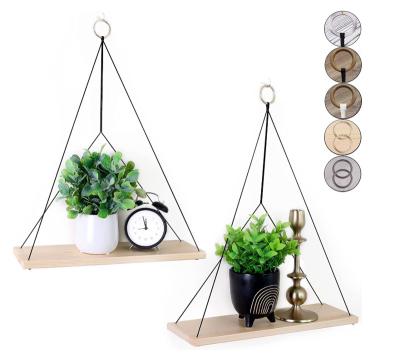 China Boho Wall Decor Shelf Plant Adjustable Living Room Hanging Wooden Floating Shelf (Other) for sale