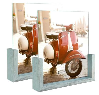 China 8x10 Picture Frame Old Country Picture Frame Set of 2 Pieces with Wooden Base and Tempered Glass for sale