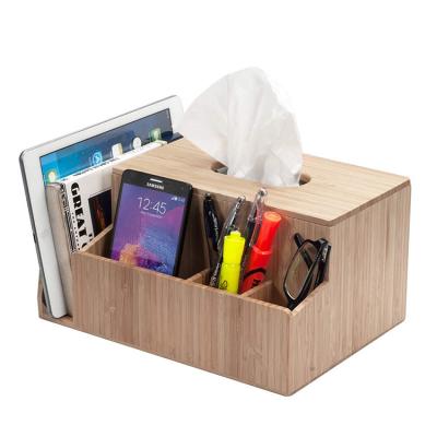 China Tissue Box Organizer Storage Solid Wood Modern Office Rectangular Wooden Storage Box for sale