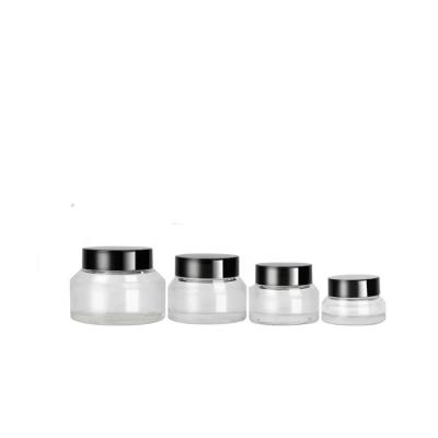 China Black Plastic Eye Lid Leak Proof 15g 30g 50g 100g Oblique Clear Cosmetic PP Shoulder Cream Cosmetic Glass Jar for sale