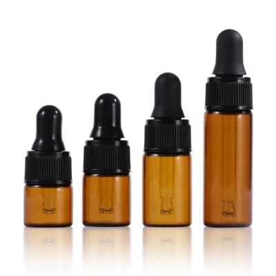 China Wholesale Price Small Classic Amber Clear Glass Cosmetics Bottles Essential Oil Dropper Bottle 1ml 2ml 3ml 5ml for sale