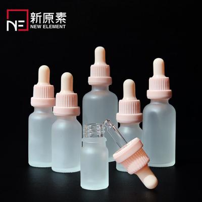 China Classic luxury essential oil e liquid 5ml 10ml 15ml 20ml 30ml 50ml frosted child safe glass serum dropper bottle rose cap for sale