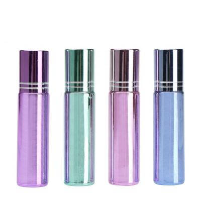 China Classic Wholesale 10ml Essential Oil Stainless Steel Ballpoint Plated Pink Blue Green Purple Bottles for sale