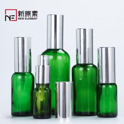 China 5ml 10ml 15ml 20ml 30ml 50ml 100ml Classic Green Light Proof Refillable Perfume Packaging Glass Bottles With Spray Silver Head for sale