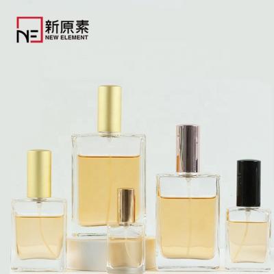 China 10ml 15ml 30ml 50ml 100ml Classic Empty Square Bottom Flat Shoulder Glass Spray Perfume Bottles With Gold Silver Black Caps for sale