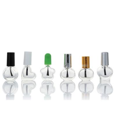 China Various Shapes 3ml 5ml Mini Classic Clear Glass Nail Polish Brush Bottle Set for sale