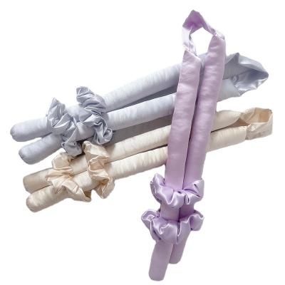 China 100% Handmade Heatless Hair Roller Silk Mulberry Curling Ribbons With Scrunchie Sleep Hair Roller Curler Set for sale