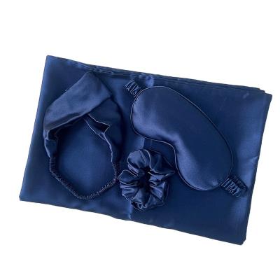 China Fashion\classic\business\sports hot sell private package satin silk pillow case eye mask sleep set for sale