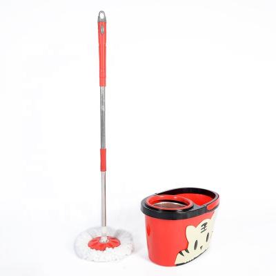 China Sustainable 360 ​​rotation magic broom with microfiber fill and stainless twisted red pole tigger for sale