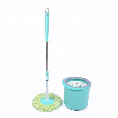 China Sustainable 360 ​​Rotation Magic Mop With Microfiber Fill And Save Space Stainless Twisted Round Bucket for sale