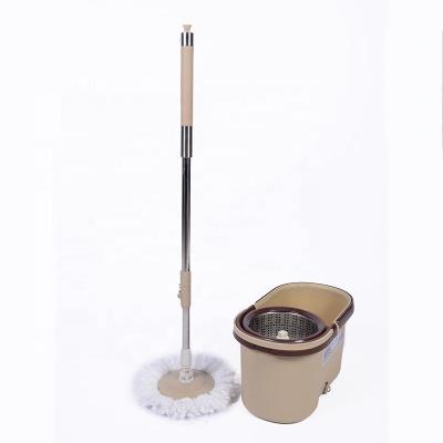 China Sustainable 360 ​​spinning magic broom with microfiber fill and twisted pole durable 360 ​​stainless rotating magic broom, with bucket and 2 heads for sale