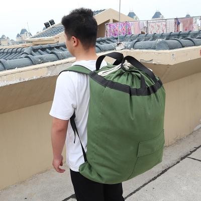 China Recyclable Army Green Canvas Bucket Backpack Men's Outdoor Canvas Camouflage Hiking Bag for sale