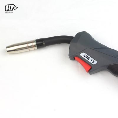 China Welding Weld Torch 0.6mm-1.0mm 15AK Wire Diameter CO2 Gas Cooled MIG Torch With Euro Center Connector for sale