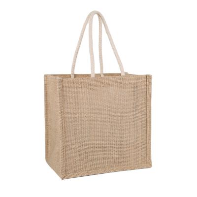 China Reusable Canvas Foldable Thick Cotton Shopping Bag Jute Handled Eco Friendly Tote Bag For Women for sale