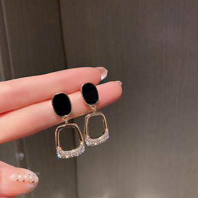 China 925 other net red earrings meaning fashion needle temperament design earrings set geometry silver diamond dangle earrings for sale