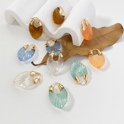 China Other Resin Feeling Wings Earrings New INS Wind Glass Small Candy Color Female U-shaped Stripe Earrings for sale