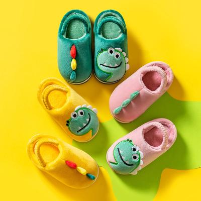 China Autumn/winter cotton boy's slippers winter girl's baby home deodorization children's slippers children's dinosaur plush slippers for sale