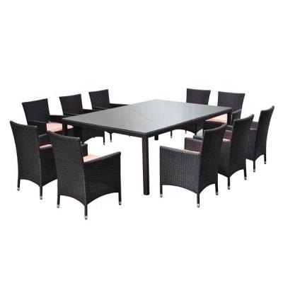 China Outdoor Weather Furniture 11pcs Rattan Dining Set Luxury Dining Room Set for sale