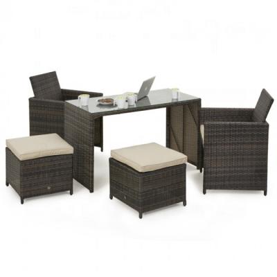 China Outdoor Weather Furniture Rattan - Balcony 2 Seat Cube Set With Stools for sale