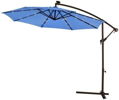 China 3M Outdoor LED Solar Shade Patio Umbrella Sun Shade Garden Banana Canopy Hanging Umbrella for sale