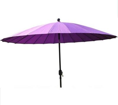 China Sun Wind Rain Make 2.7M Wide Shanghai Garden Parasol Umbrella In Purple Color With Tilt And Heavy Duty Crank Round Sun Shade Parasol for sale