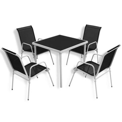 China Steel Black Easy Set KD Style 5 Piece Outdoor Dining Set for sale