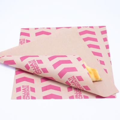 China Custom Printed Eco Greaseproof Grease Wrap Hamburger Snacks Packaching Paper Paper for sale