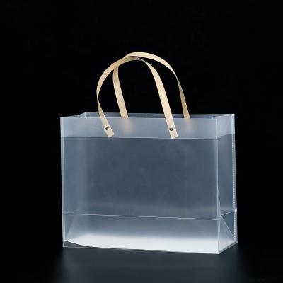 China Recyclable Custom Clear PP Clear Carrier Bag Thick Clear Tote Bag Plastic Handle Bags for sale