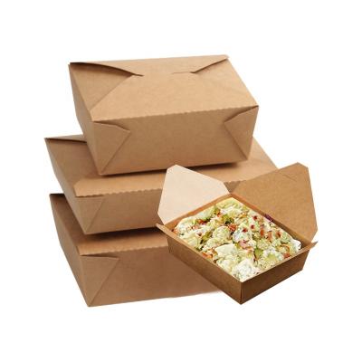 China Biodegradable Disposable Fried Chicken Takeaway Salad Bento Box Fried Rice Barbecue Picnic Packing Kraft Paper Box for sale