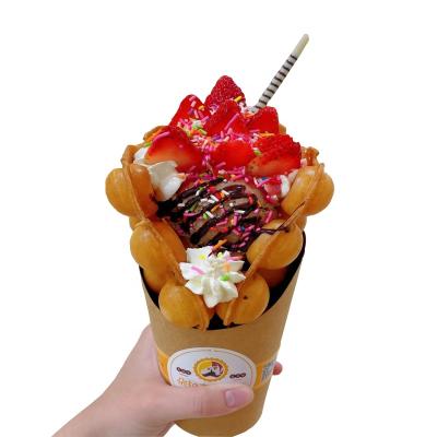 China Custom Recyclable Medium Large Paper Cone Recyclable Edge Rolling Edge Ice Cream Waffle Cone Straight Jacket for sale