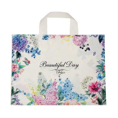 China Biodegradable Shopping Rco Friendly LDPE Logo Bottom Gusset Plastic Custom Carry Reusable Shopping Bags With Handle for sale