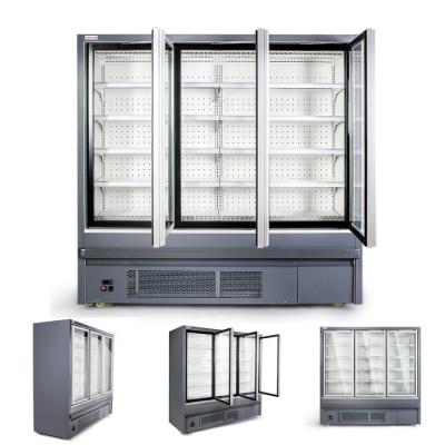 China Single-temperature Customized Commercial Upright Glass Door Air Curtain Refrigerated Display Cabinet Supermarket Freezer for sale