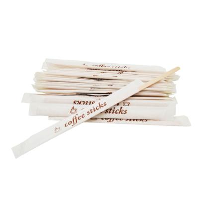 China Sustainable High Quality Individually Wrapped Wooden Disposable Stick Coffee Stirrers for sale