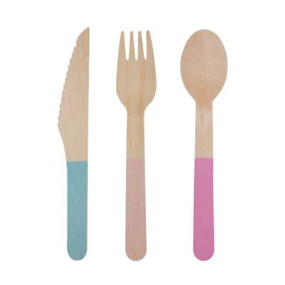 China Color Birch Wood Sustainable Compostable Biodegradable Spoon Forks Disposable for sale