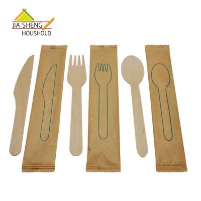 China Biodegradable Biodegradable Spoons Knife Disposable Cutlery Kit Wooden Eco-Friendly for sale