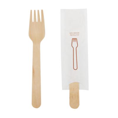 China Individually Wrapped Biodegradable Disposable Wooden Fruit Chip Fork Viable Wrapped For Dessert Using for sale