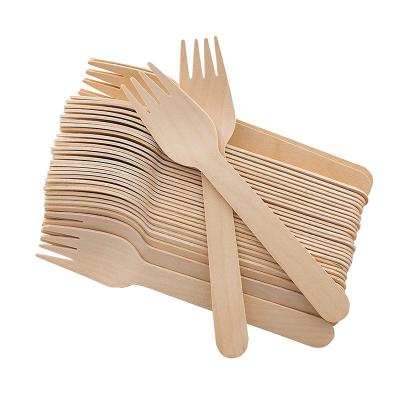 China Biodegradable Disposable Cutlery Natural Wooden Fork Eco - Friendly Sustainable for sale