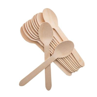 China Viable Biodegradable Bulk Birch Wooden Tasting Spoon 160mm Disposable Wooden Tasting Spoon for sale