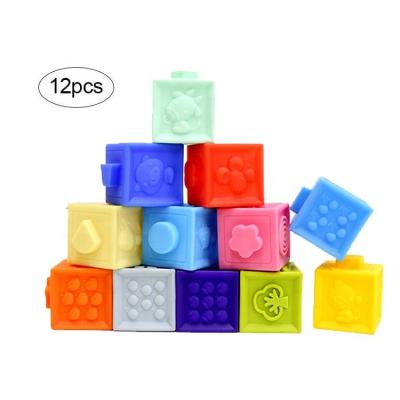 China JOE'S TOUCH Eco-Friendly Soft Squeeze Safe and Non-Toxic Stacking Building Block Toddler Baby Sensory Educational Infant Toy for sale