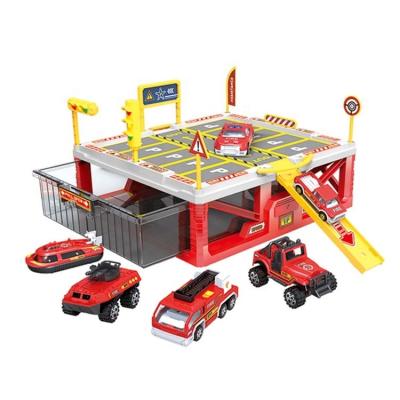 중국 Plastic Child Toys Play Station Alloy Car Toy Fire Parking Lot Kids Set Toy Tool Set Box For Sale 판매용