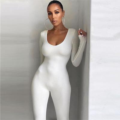 China Breathable In Running Women's Clothing Brown Casual Fitness Skniy Playsuit Long Sheath Bodycon Overalls With Long Pants for sale