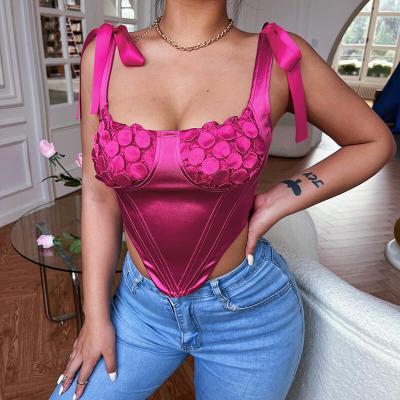 China Anti-pilling summer temperament spring and commuter features puff sleeves sense corset fashionable solid color muscle crop top for sale