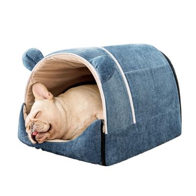 China Lovely Portable Warm Soft Indoor Dog Stored Cat House Kennel Bed Nest for sale