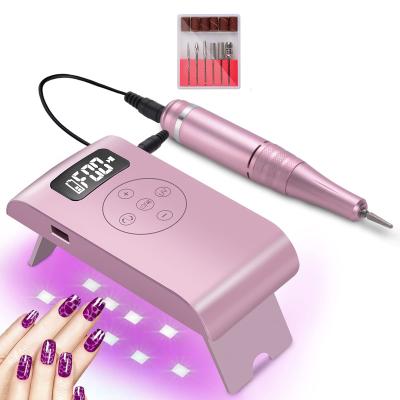 China Best Nail Folder Cordless Electric Nail Drill Best Portable Nail Lamp Battery Rose UV Led Rechargeable Nail Drill for Nails and Gel Acrylic for sale