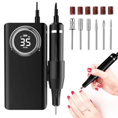 China Professional Manicure Pedicure wholesale electric nail file drill 35000 rpm portable rechargeable nail drill with nail drill bit for sale