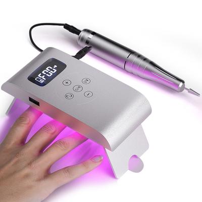 China Hot 2022 Amazon Quick Dry Nail Drill And UV Lamp 2 In 1 Black Rechargeable Led Gel Nail UV Lamp For Gel Nail Polish Dryer for sale